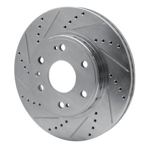Chevrolet Tahoe Brake Rotor (1) - Front Left - R1 Concepts - Drilled & Slotted - Silver - `09-`20
